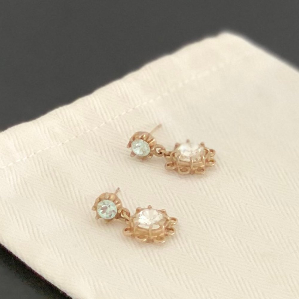 J.Crew Drop Crystal Brass Earrings